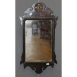 A 19th mahogany fret framed wall mirror, with Prince of Wales feather decoration, gilt moulded