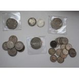 Sixteen sixpences, silver 1926 1945 plus shillings and halfcrowns, good silver content