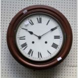 A Victorian mahogany 12'' dial wall clock, the twin train movement striking upon a bell, faced by