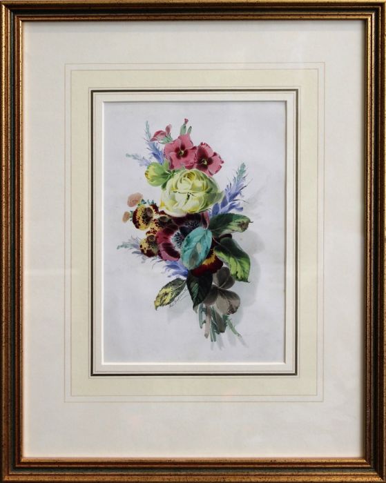 Thomas Holland (b. circa 1795) Roses and other flowers in a bouquet. watercolour, signed lower