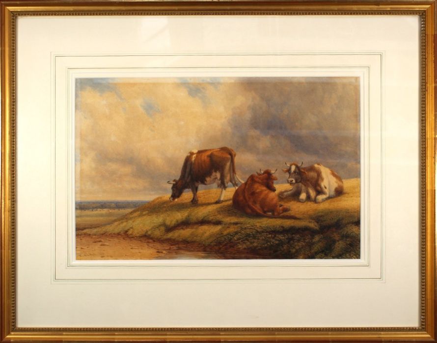 Thomas Baker of Leamington Spa (1809-1869) Cattle in a landscape. Watercolour, signed and dated 1861