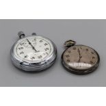 An early 20th century pocket watch, made by Rolex in 925 silver. Plus a USSR Sekona stop watch. Both