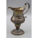 Charles Hougham, a George III silver pedestal cream, S scroll handle, the body decorated with