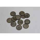 Thirteen One shilling Coins, George V and VI, dates 1927/28/29-1932 to 1937 some dates duplicated