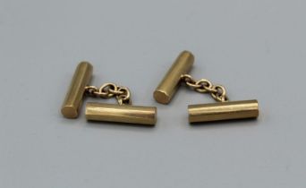 A pair of chain link 9ct gold octagonal bar cufflinks, approximate weight 7.4gm