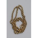 A 9ct gold hallmarked belcher necklace with bolt ring fastener
