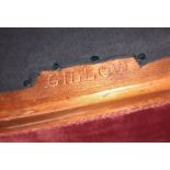 A good Gillows mid Victorian carved walnut framed chaise longue upholstered in velvet dralon. The