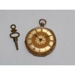 William Kibble, London, a late 19th century lady's 18ct gold cased openface fob watch, case numbered
