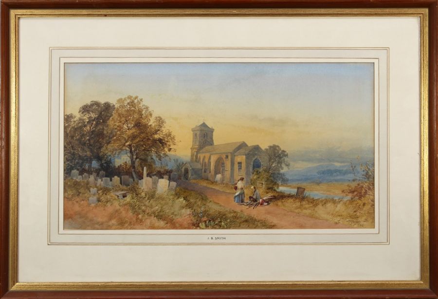 James Burrell Smith (British 1822-1897) Ingram Church, Northumberland. Watercolour, heightened