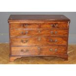 A George III mahogany chest, the crossbanded rectangular top over two short and three long graduated