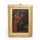 17th century Italian School, a mother cradling an infant. Oils on alabaster panel. 19.5 x 13cm