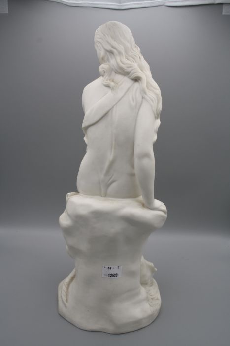 Minton, a 19th century parian figure of Miranda, seated upon a rock with shell and waves at her - Image 5 of 7