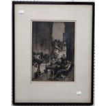 Frank Brangwyn (1867-1956 British) Cafe Furnes, drypoint etching, signed in pencil lower right, 35 x