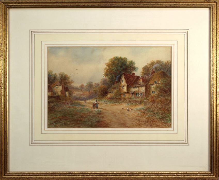 RT Wilding (British 19/20th century) Near Brackley, Northamptonshire. Watercolour, signed and