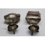 Hilliard and Thomason, a pair of Victorian silver scallop form salts, each on three dolphin feet
