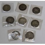 Eight George V Half Crowns 1914/17/20 to 23/26/27