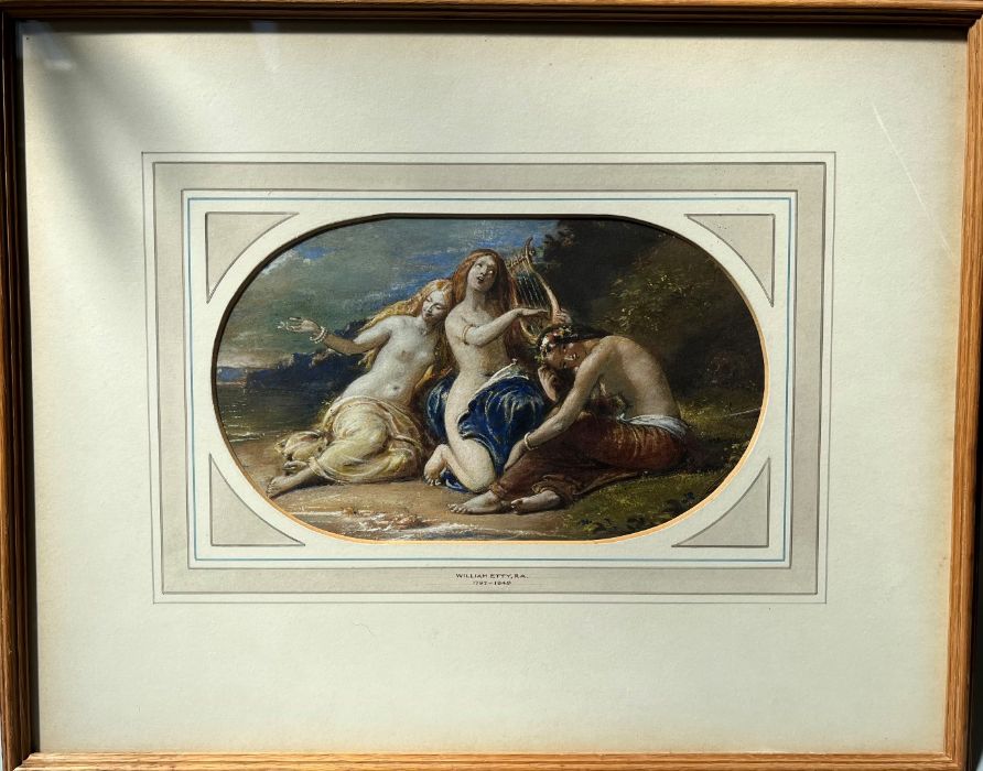 William Edward Frost R.A (British 1810-1877) The Sirens, watercolour heightened with bodycolour,