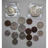 1926 USA silver peace dollar 1967 Kennedy half dollar plus a quantity of other American coins