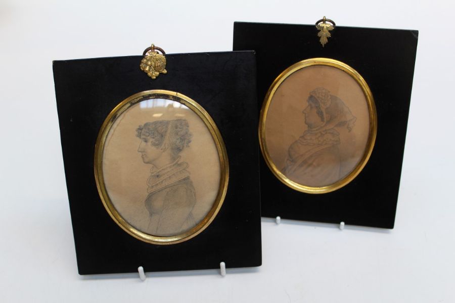 Attributed to Charles Hayter (English 1761-1835), a pair of early 19th century pencil portrait