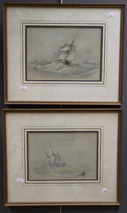 William Leatham (19th century British) Shipping in heavy seas. A pair of watercolours, each signed