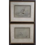 William Leatham (19th century British) Shipping in heavy seas. A pair of watercolours, each signed