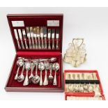 A Viners of Sheffield 6 piece Westbury canteen of cutlery together with cruet stand and glass