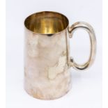 A Modern silver plain tapering cylindrical tankard, loop handle, hallmarked by James Dixon &