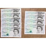 Bank of England £5 Banknotes sequential run of 4 in good condition with 5 x other £5 Banknotes