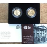Royal Mint Set of the Last British Gold Coins Produced for Circulation of 1915 Half Sovereign and