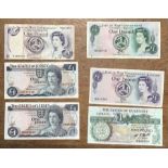 Six Isle of Man, Jersey and Guernsey £1 Banknotes.