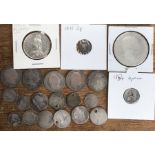 Collection of British Pre 20 Silver Coins, includes George III Crown & Shillings, higher grade