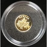Royal Canadian Mint 2019 25-Cent Pure Gold Coin in Original Case with Certificate of Authenticity.