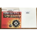 Royal Mint & Royal Mail Game of Thrones Silver medal (39.40g) first day cover of the Ice Wolf and