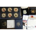 Fine Silver and gold plated commemorative coins of Jersey Fine Silver £5 & Guernsey 24ct gold plated