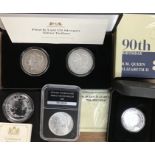 Collection of Silver Coins includes Three US Morgan Dollars of 1878, 1889 and 1921, 2017 Britannia