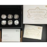 Royal Mint 2018 Silver Proof First World War set of six £5 Coins in Original Case with Certificate