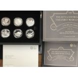 Royal Mint 2016 Silver Proof First World War set of six £5 Coins in Original Case with Certificate