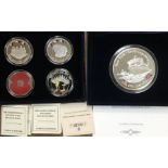 Westminster Medallic issues of a 5oz Sterling Silver Commemorative coin, two .925 Silver Piedfort