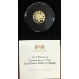 Alderney 2017 22ct Gold Remembrance Day Half-Sovereign in Presentation Case with Certificate of