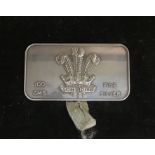 Rare 1969 Investiture 9990 Fine Silver 100g Bar In Original Case and Certificate of Authenticity,