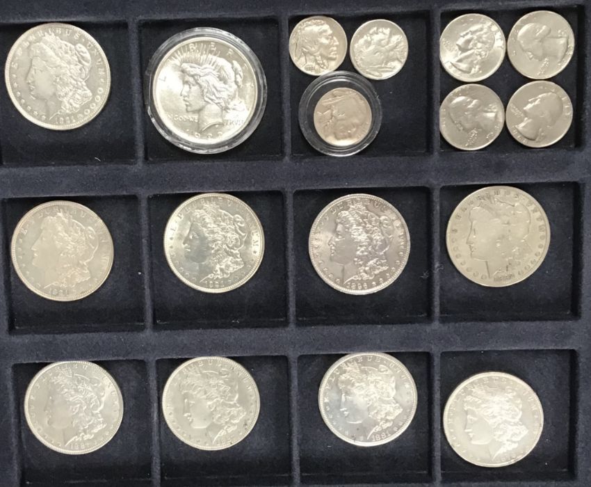 Collection of American Silver Dollars, Half-Dollars, Quarters and Five Cent Coins, includes Morgan - Image 2 of 3