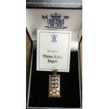 Royal Mint 9ct gold Quarter Ounce ingot commemorating the Three Lions. In Original Case with