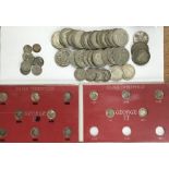 Collection of Pre 47 Silver with Threepence in presentation cases. approx 518g