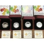Four Royal Canadian Mint 2014 Fine Silver Limited Edition $10 coins In Original Cases with