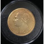 George IV 1823 gold £2 coin, in presentation case with Certificate of Authenticity. (Condition- wear