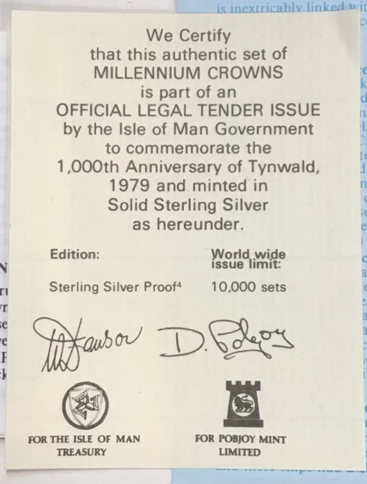 A 1979 Silver Proof 1000th year of Tynwald Crown Set of 5, in original case with Certificate of - Image 4 of 4