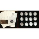 12 Golden Jubilee Commemorative Sterling Silver Coin Collection of 28.28g each and one cupronickel