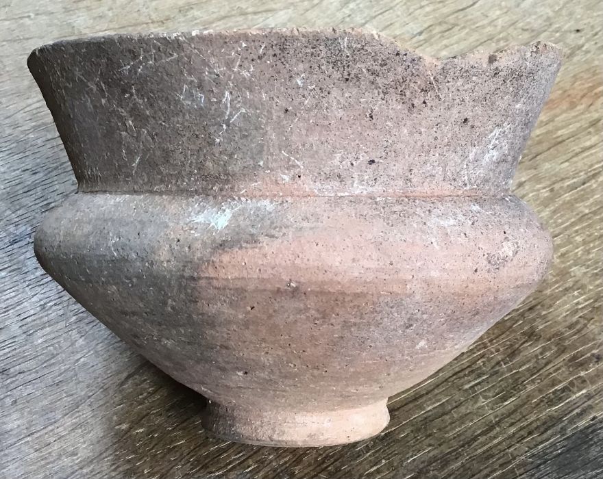 Late Roman North African Grave Offering Bowl. Approximately 13cm diameter and 9.5cm tall.