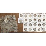 Collection of British Pre 47 Silver coins, including some of a higher grade in coin slips. (
