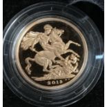 Royal Mint Gold Proof 2013 Sovereign in Original Case with certificate of authenticity